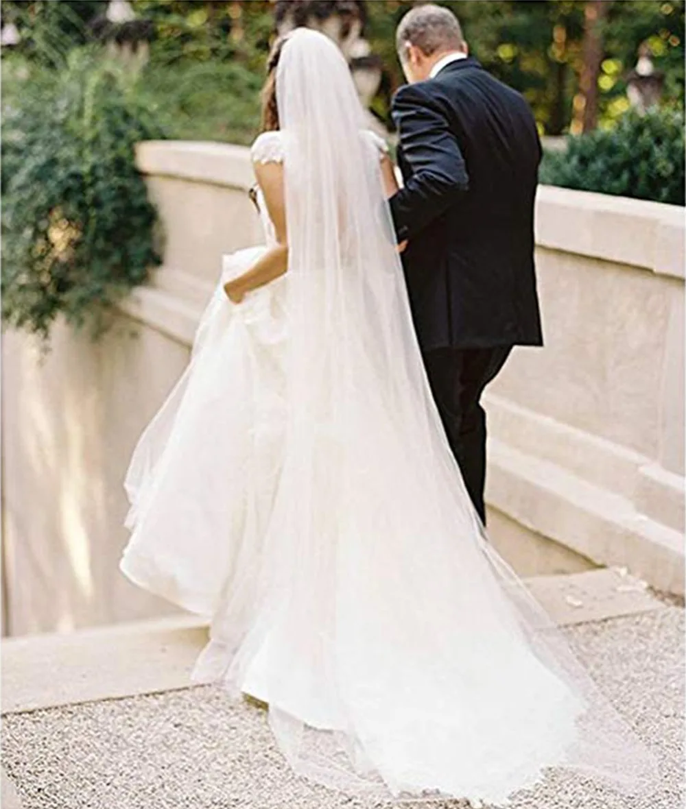 2019 дешевая белая Длинная свадебная фата с обрезанными краями 3 м 2 5 однослойная