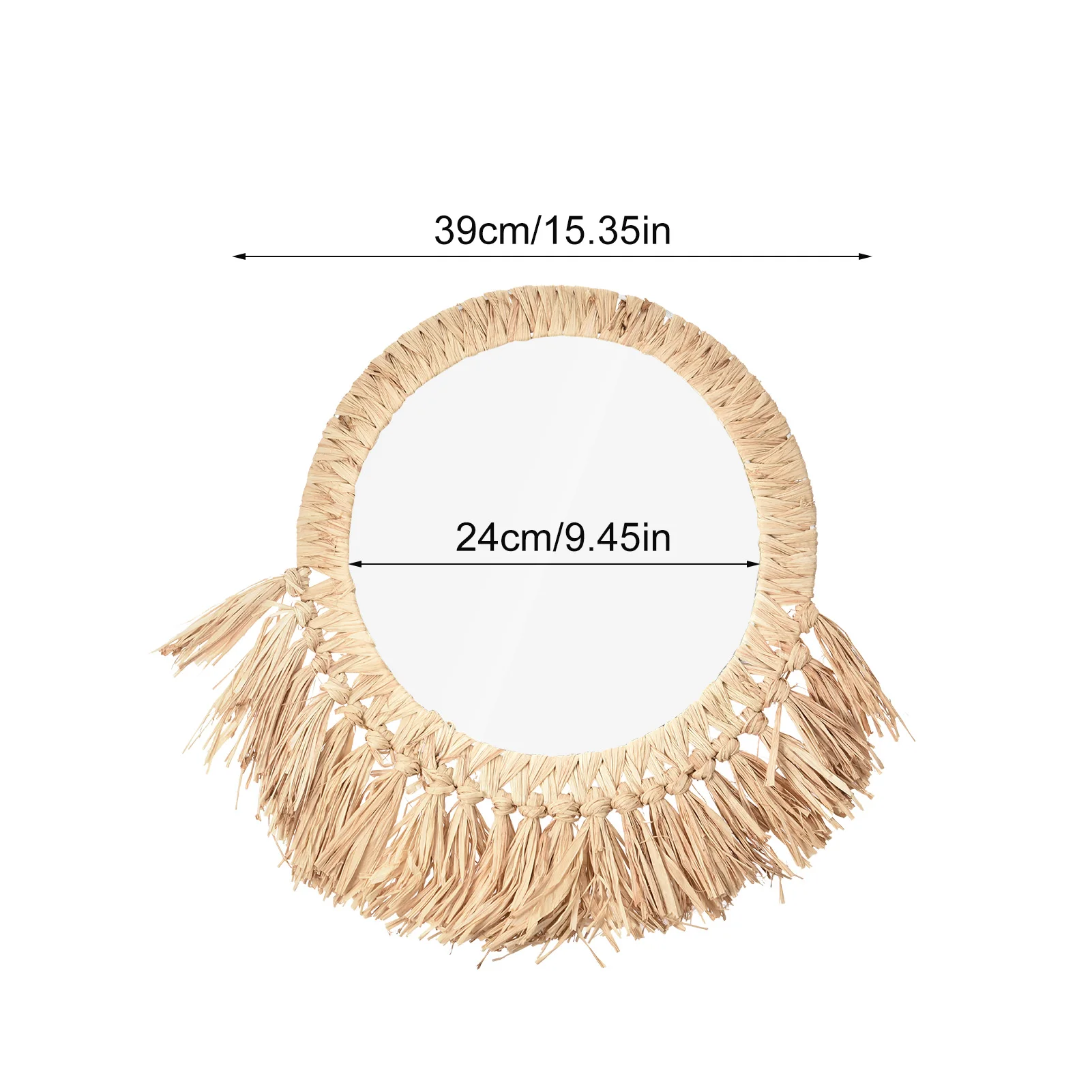 

Boho Wall Art Mirror Handmade Tassel Hanging Mirror for Entryway