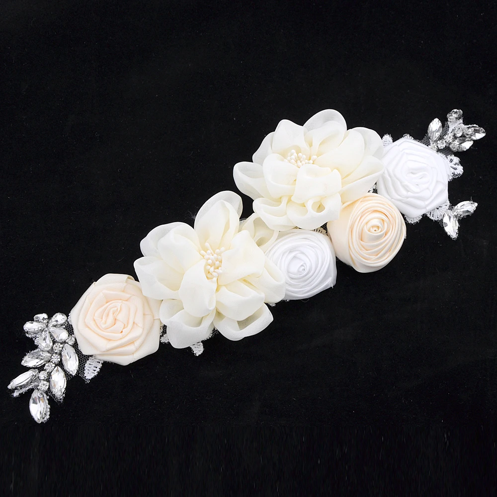 

TRiXY S320 Wedding Belt Satin Flowers Belt Ivory Fancy Belt for Girls Wedding Floral Sash Belt Beads Flower Belt for Girls Dress
