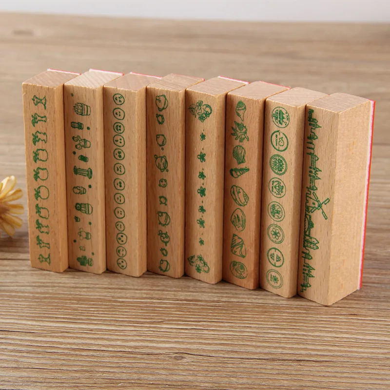 

24Pcs Exquisite Wood Plant Flower Decorative Flower Waist Stamp Rubber Stamp For Diy Letters Diary Craft Scrapbooking