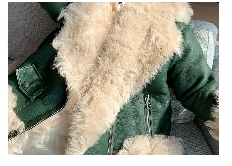 Пальто из натурального овечьего меха Женская куртка натуральной кожи с