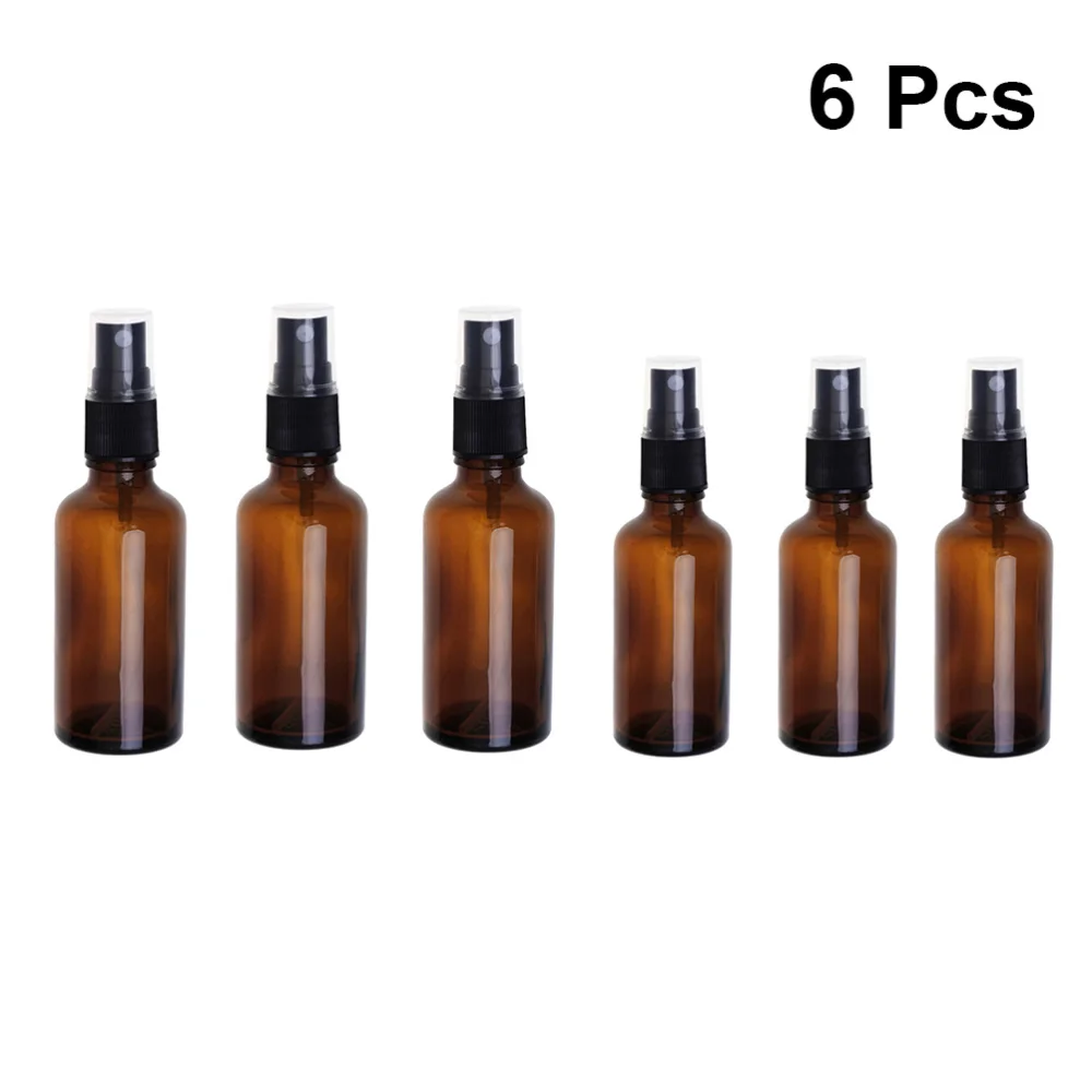 

6pcs Portable Travel Bottle Lotion Spray Empty Glass Bottle Press Spray Bottle (Brown, 3pcs 30ml, 3pcs 50ml)