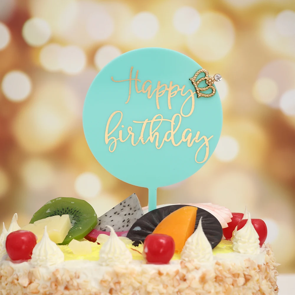 Новое золочение акриловые круглые Корона Топпер для торта С Днем Рождения King Queen