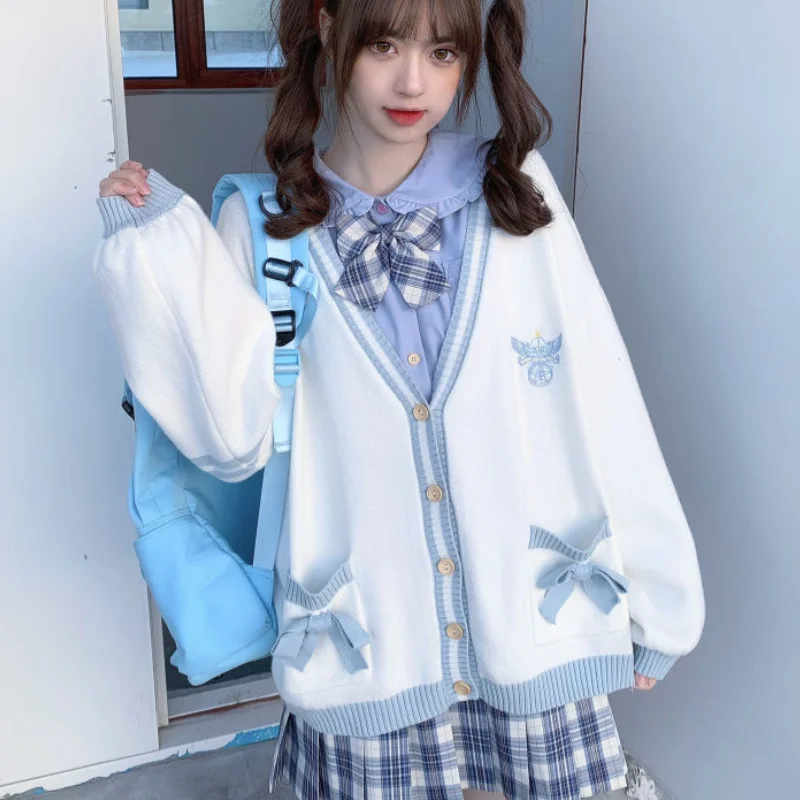 

JK Autumn Women Sweater Loose Japanese Style Winter Sweet Knitted Cardigans Embroidery Oversize Harajuku Female Cardigans Cute