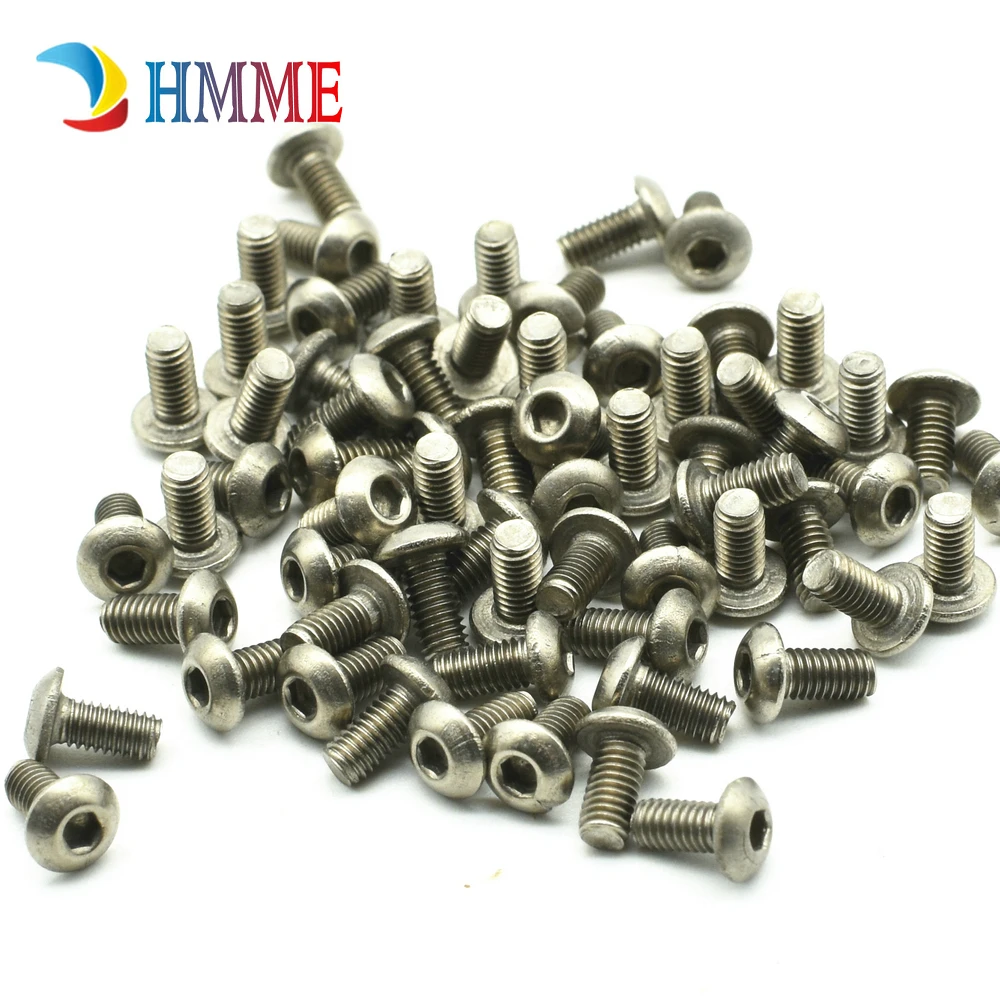 Титановый Болт M3 M4 x6-30mm с круглой головкой Шестигранная розетка Ti цвет не полированный шестигранный привод титановые винты Ti крепеж 10 шт