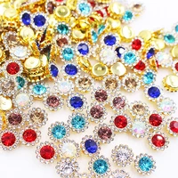 claw rhinestones mix color sun flower flatback sewing rhinestones shiny crystals stones gold base sew on rhinestones for clothes