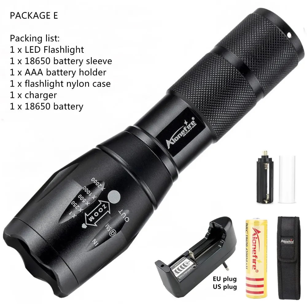 Aluminum flashlight AloneFire G700 мощный светодиодный фонарь CREE XML T6 L2 U3 Zoom фонарь Тактический zaklamp туристический фонарь 18650 перезаряжаемый аккумулятор - Испускаемый цвет: Aluminum flashlight