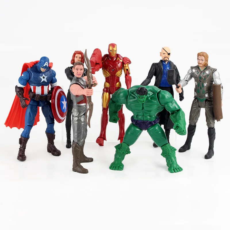 7 шт./лот Фигурки Мстителей Светодиодная лампа Железный человек Тор Халк Черная