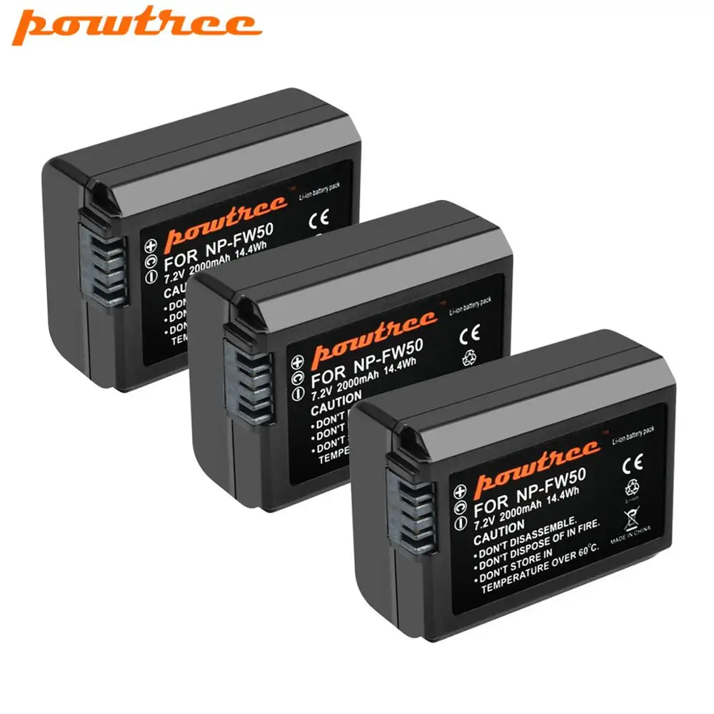 Powtree для Sony 2000 мАч NP FW50 батарея AKKU NEX 7 5N 5R F3 Alpha a5000 a6000 3D a7II|Цифровые аккумуляторы| |