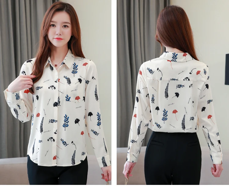 Осенняя Новая высококачественная рубашка из натурального шелка Женская Офисная