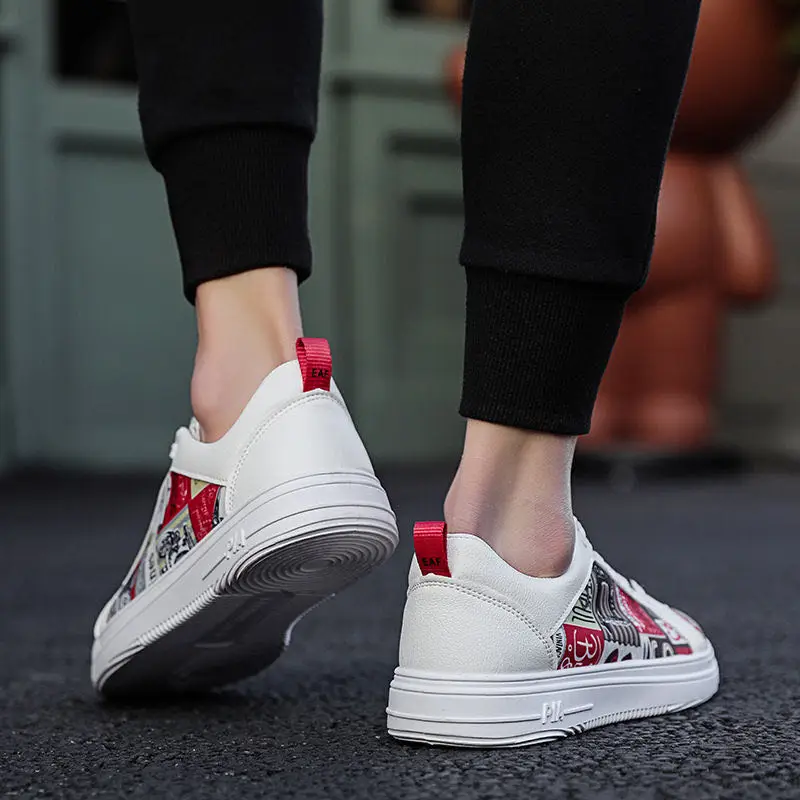 2020 Новая модная повседневная мужская спортивная обувь с граффити Легкая белая