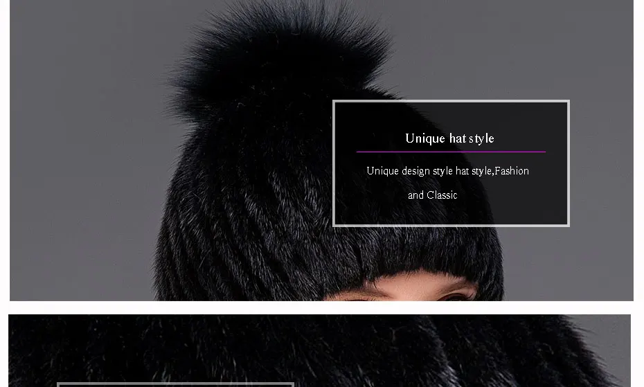new Woman's style fur hat mink fur fox fur ball hat factory direct sales winter ski hat warm hat