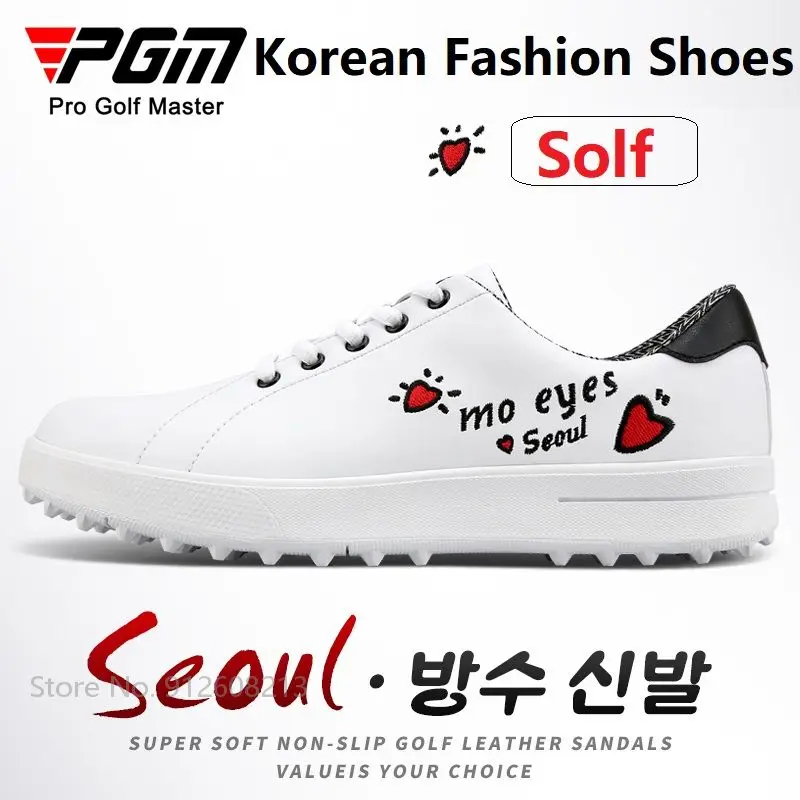 

Pgm Women Korean Lightweight Non-Slip Golf Shoes Waterproof Golf Shoes Ladies Fixed Spikes Sneakers Small White Girls Trainer