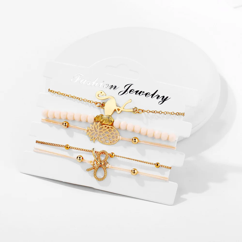 5 шт./компл. Регулируемый Полый ананас Птица Фламинго бантик Подвески Браслеты