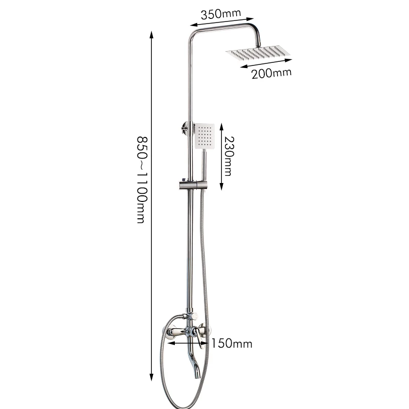 Хромированный полированный 8 дюймовый настенный смеситель для душа с насадкой