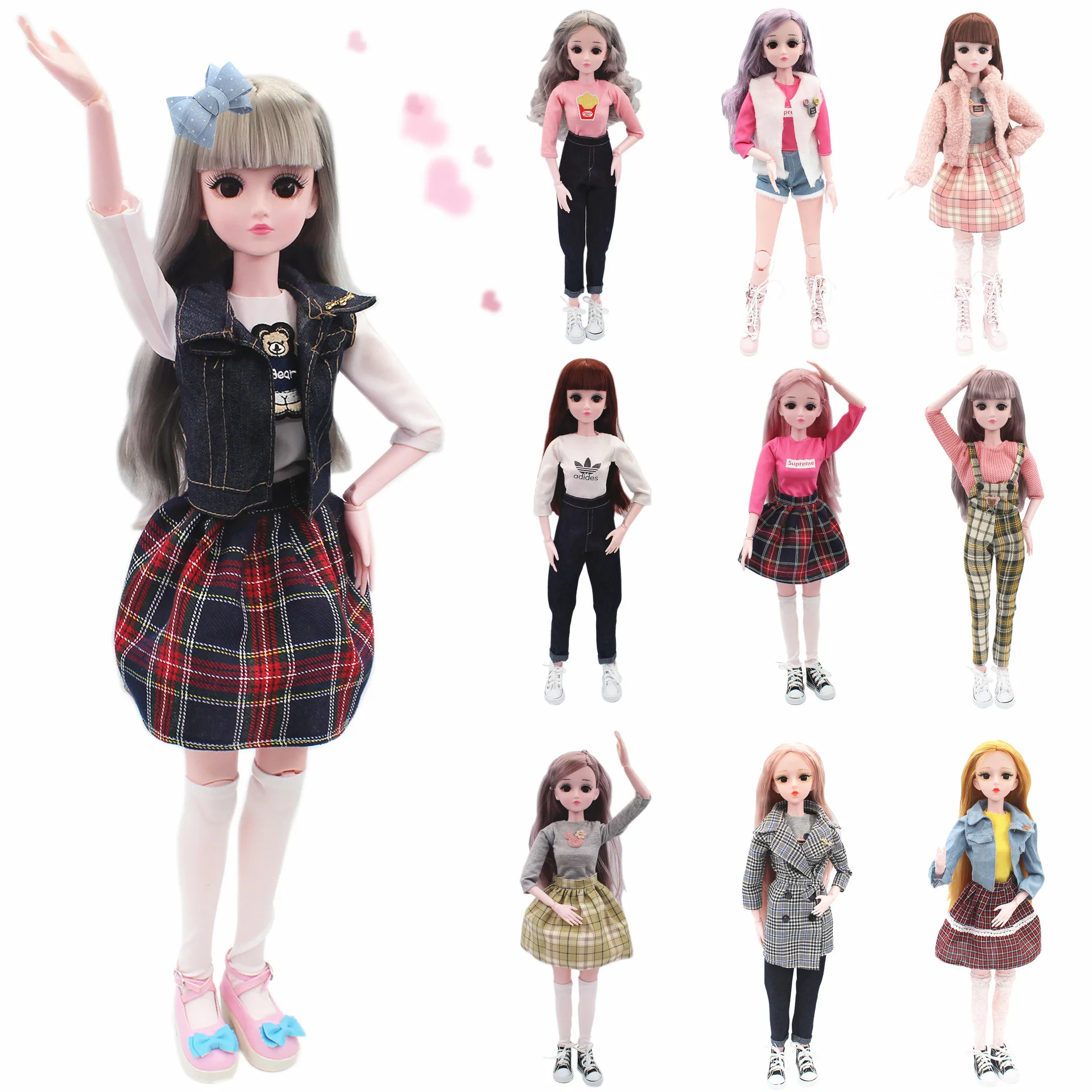 

BJD 60cm Doll Set 18 Inch Joints Doll +clothes + Shoes Princess Baby Dolls Kids Toys for Girls