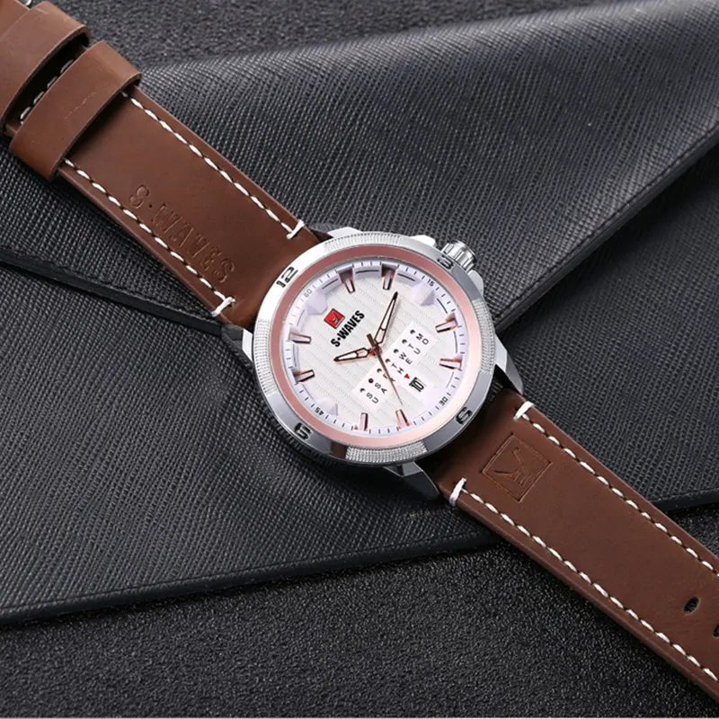 

Unique Quartz Relogio Masculino Waterproof Fashion Watch Men's Watch Army Week Sports Leather Date Clock Watch Men