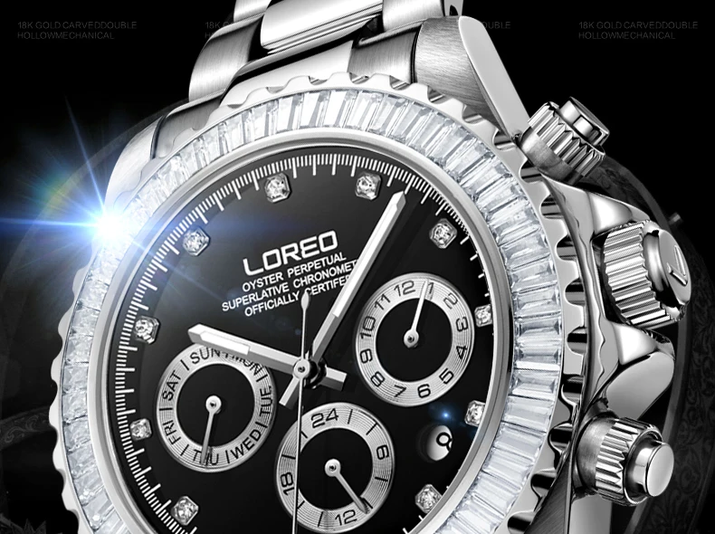 LOREO 9209 diver 200 м oyster perpetual cosmographal daytona автоматические алмазные светящиеся часы Новые водонепроницаемые устойчивые к царапинам