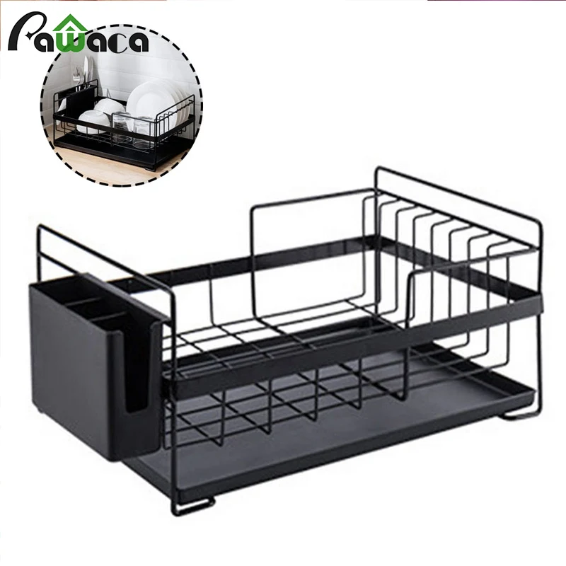 Сушилка для посуды большая сушилка с поддоном капель столовые приборы корзины