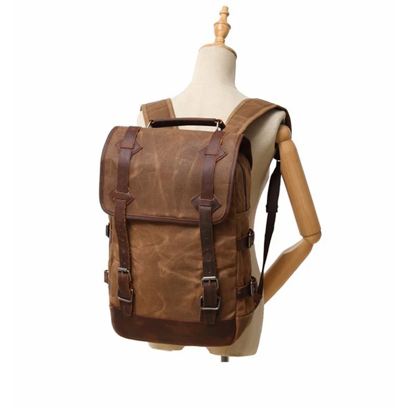 Мужские холщовые рюкзаки кожаные женские военные для ноутбука винтажные