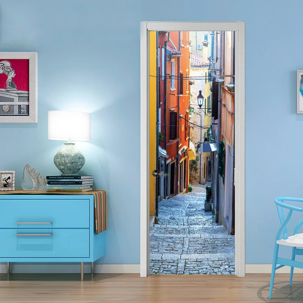 European Architecture Wall Sticker PVC Self-adhesive Waterproof Wallpaper For Living Room Bedroom Door Decor | Дом и сад