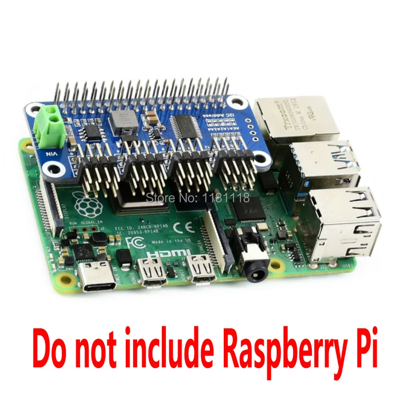 Плата сервопривода Raspberry Pi HAT (B) 16-канальный 12-битный интерфейс I2C | Компьютеры и