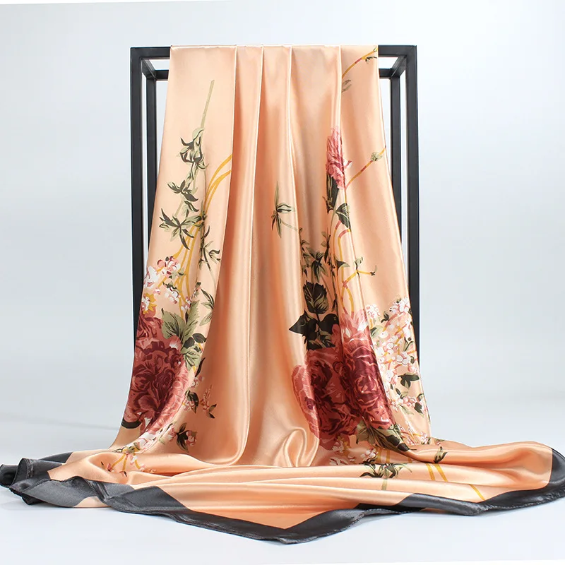 Атласные шелковые квадратные шарфы 90 см Малайзия саржевый Шелковый большой шарф