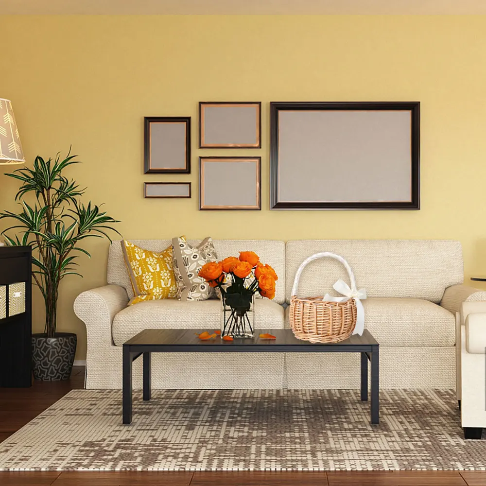 

1Pc Woven Flower Basket Hand-held Basket Wedding Decorative Basket Gift (Khaki)