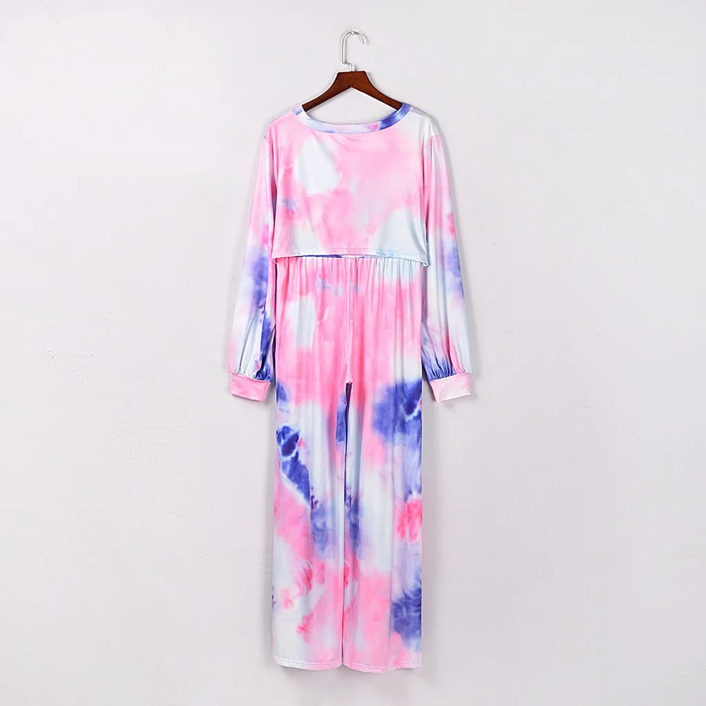 2pc Women Suit Tracksuit Tie-dye Knot Fitness Clothes Long Sleeve Hooded Tops And Pants Leisure Pocket Home Sweatpants Sets @40 |