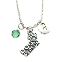 dog person necklace birthstone creative initial letter monogram fashion jewelry women christmas gifts accessories pendants