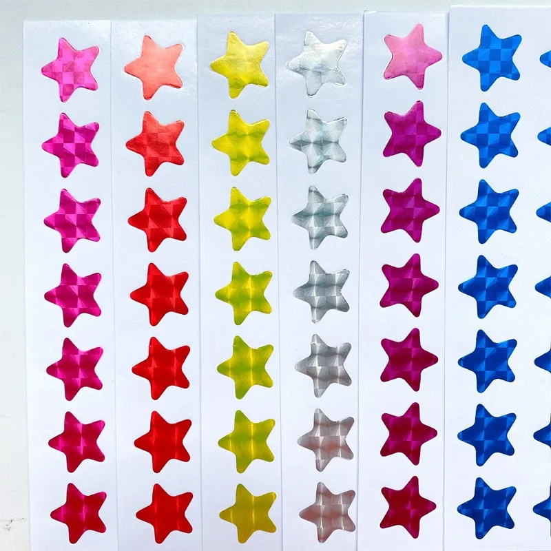 

350Pcs Five-pointed Star Children prize Colorful Stickers Scrapbooking Stickers Stationery Laser Gift envelope Waterproof 20mm