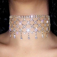 women fashion multilayers tassel rhinestone choker statement necklaces chockers 2021 collar jewelry party wedding necklace
