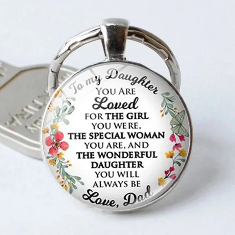 

CIBOCIBO To My Daughter Key Chain Men 2023 Luxury Round Keychain Women Vintage Simple Fashion New Keychain Llavero Gift For Girl