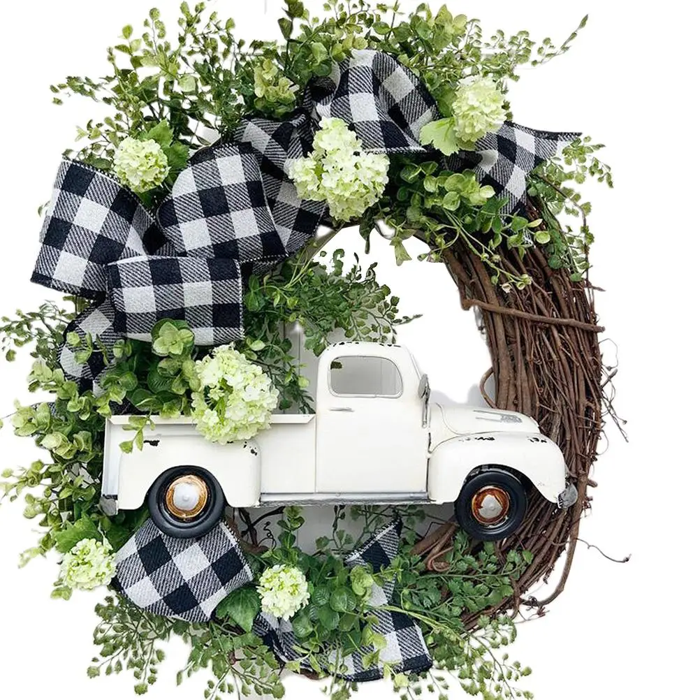 

Creative Christmas Door Wreath Christmas Truck Wreath Decoration Artificial Garland Wreaths For Car Home Window Wall Decoration
