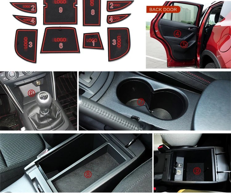 RKAC ворота Слот коврик для Mazda CX-5 2013- CX5 CX 5 межкомнатный дверной коврик автомобильные подстаканники Нескользящие коврики красный белый