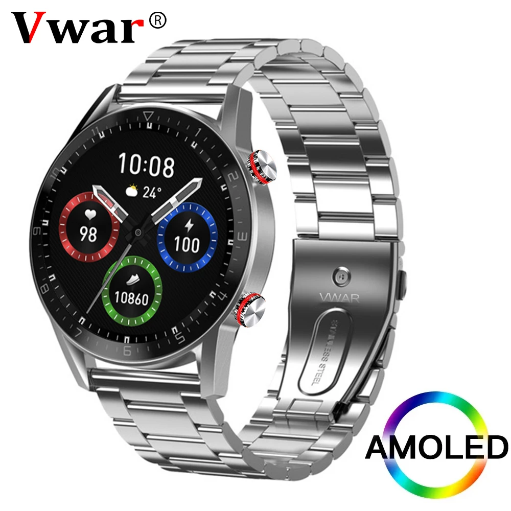 

AMOLED Smart Watch Always-on Display For Android Iphone IOS Huawei Xiaomi Phone Mens Smartwatch Blutooth Call 4G Storage TWS