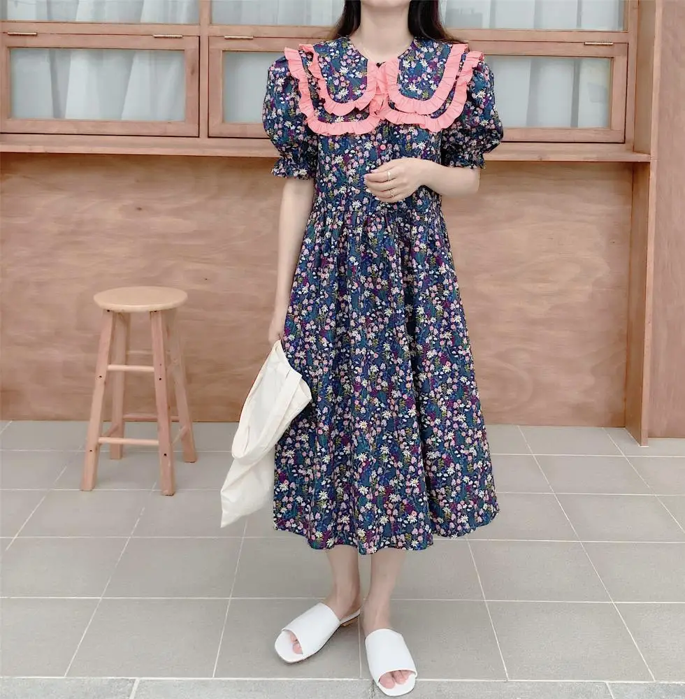 

Single-Breasted Floral Long Maxi Spring Summer Clothes Dress For Women'S Vetement Femme 2021 Sukienka Sundress Vintage Dress