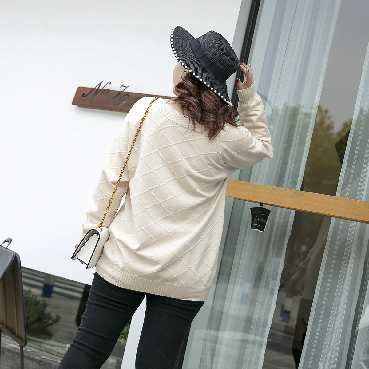 Осенне-зимние свитера для женщин Свободный вязаный свитер с v-образным вырезом