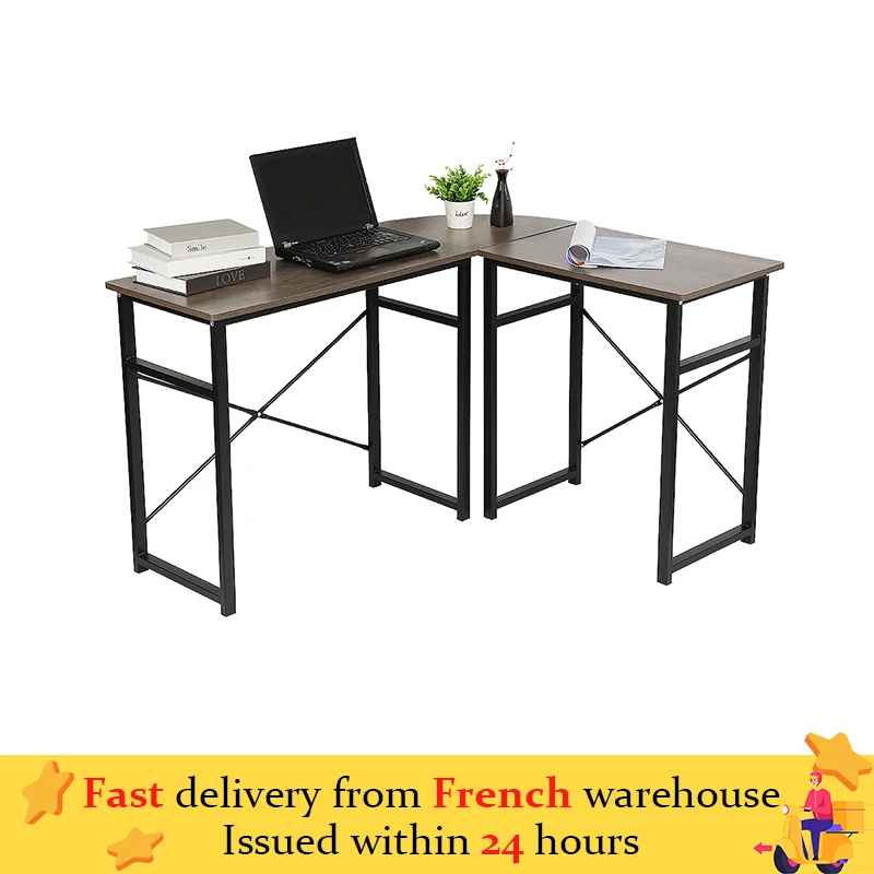 

Угловые офисные столы, винтажный офисный стол из дуба, компьютерный стол, черный компьютерный стол, учебный стол, 123-103*40*72,5 см, HWC