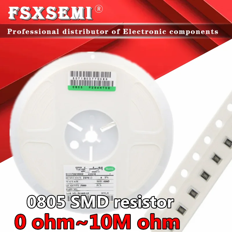 5000 шт. 0805 SMD 1/8 Вт чиповый резистор 0R ~ 10M Ом 0 10R 100R 220R 330R 470R 1K 4 7 K 10K 47K 100K 10 100 330 470