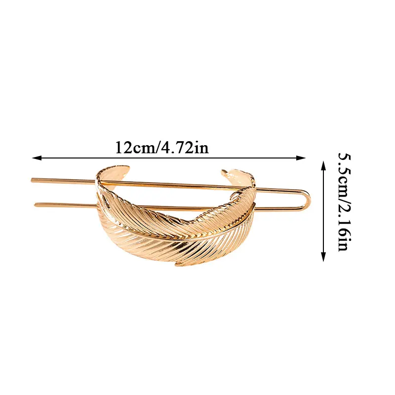 

Alloy Round Top Hairpin For Women Hair Jewelry Retro Hair Clip Geometric Hair Accessories Minimalist Hair Stick Feather Shaped