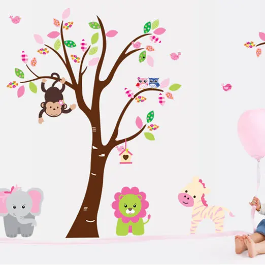 

Animal park small tree forest wall stickers removable wall stickers for kindergarten children's room
