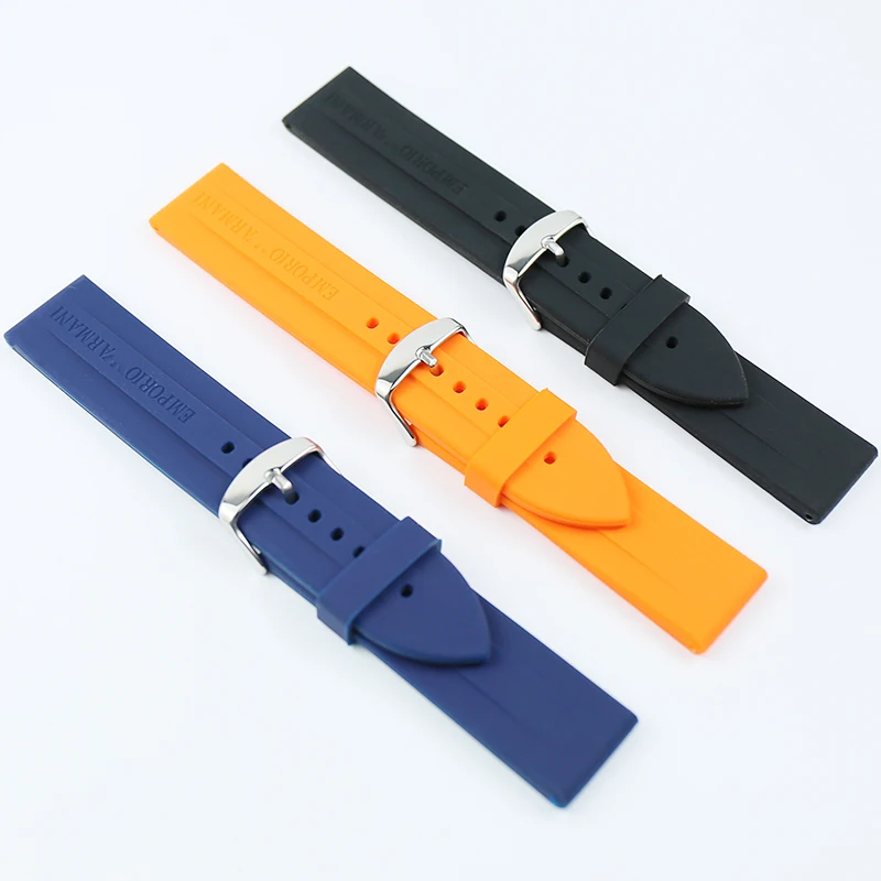 Men's silicone strap watch accessories pin buckle 23mm rubber strap for Armani AR0527 ladies sports and leisure waterproof strap