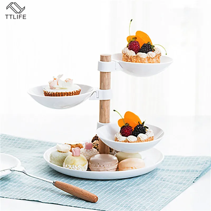 4 слоя сушеных фруктовых тарелок роторный торт десерты стенд Кондитерские