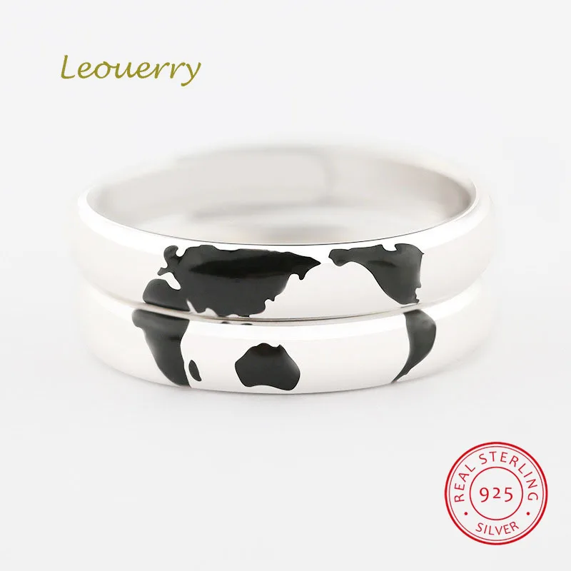 Женские кольца Leouerry открытые в виде карты мира серебряного полушария для
