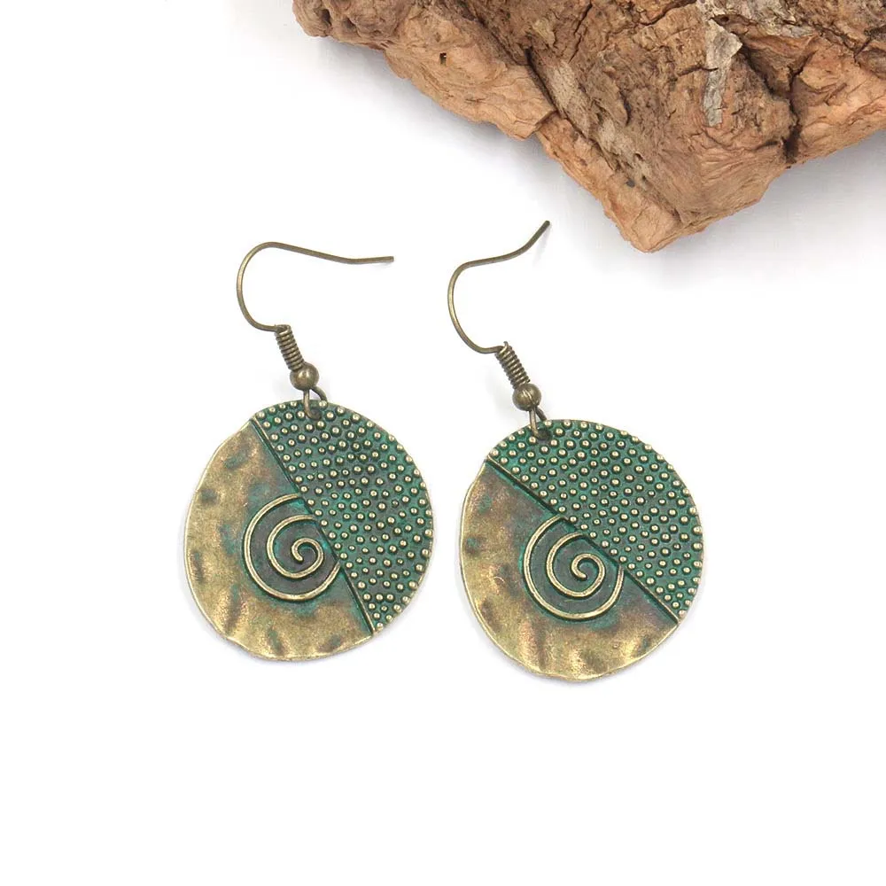 Vintage Wavy Polka Dot Earrings Irregular Spiral Pendant Ethnic For Women Bohemian Charm Holiday Jewelry Gifts | Украшения и
