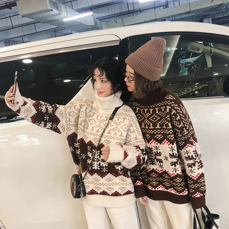 

Knitted Pullover Sweater Women Tops 2020 Korean Style Autumn Winter Turtleneck Pullovers Female Long Sleeve Solid Color Cloths