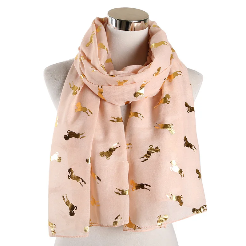 Продаются как Горячие пирожные животные лошади бронзирующий принт длинный шарф