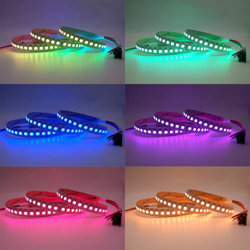 

DC5V WS2812B WS2812 Smart 5050 RGB LED Strip Individuaily Addressable Light Tape 30/60/144Pixels/m Black/White PCB IP30/65/67