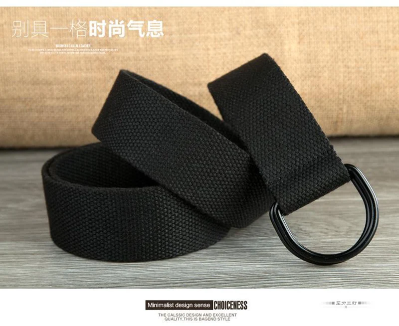 Fashion Hot Sale Solid 130 Casual Unisex Canvas Fabric Belt Strap D Ring Buckle Webbing Waist Band